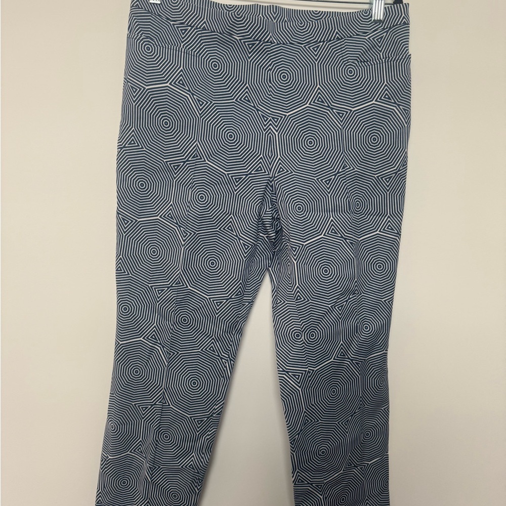 Akris Punto Blue and White Ankle Cropped Pants